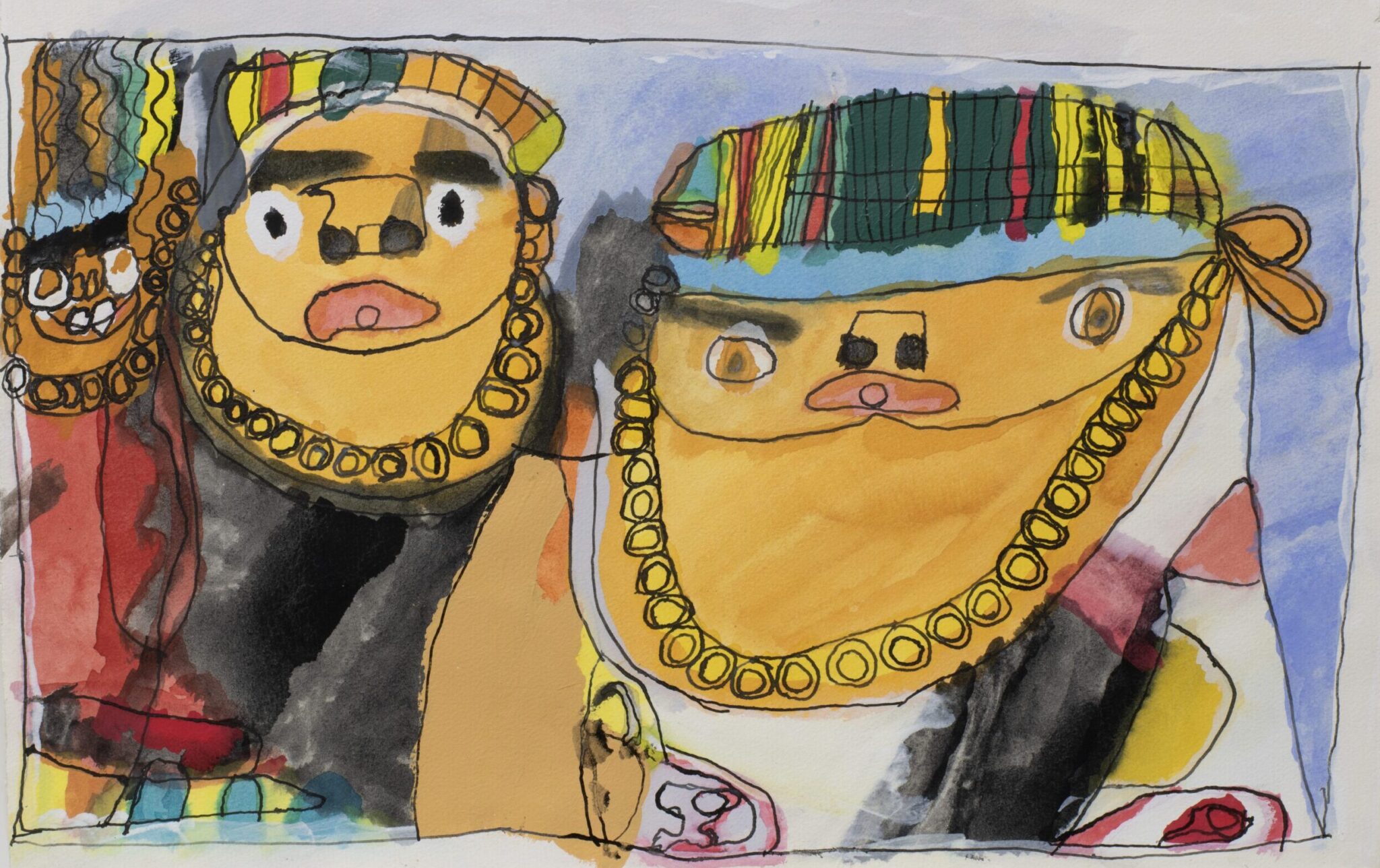 A stylised depiction of Salt and Pepper in marker and pen. 